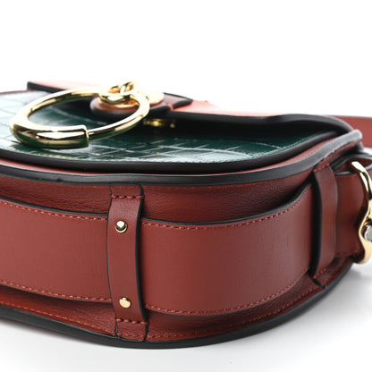 Chloe Calfskin Crocodile Embossed Small Tess Bag Woodsy Green Brown 7 of 9