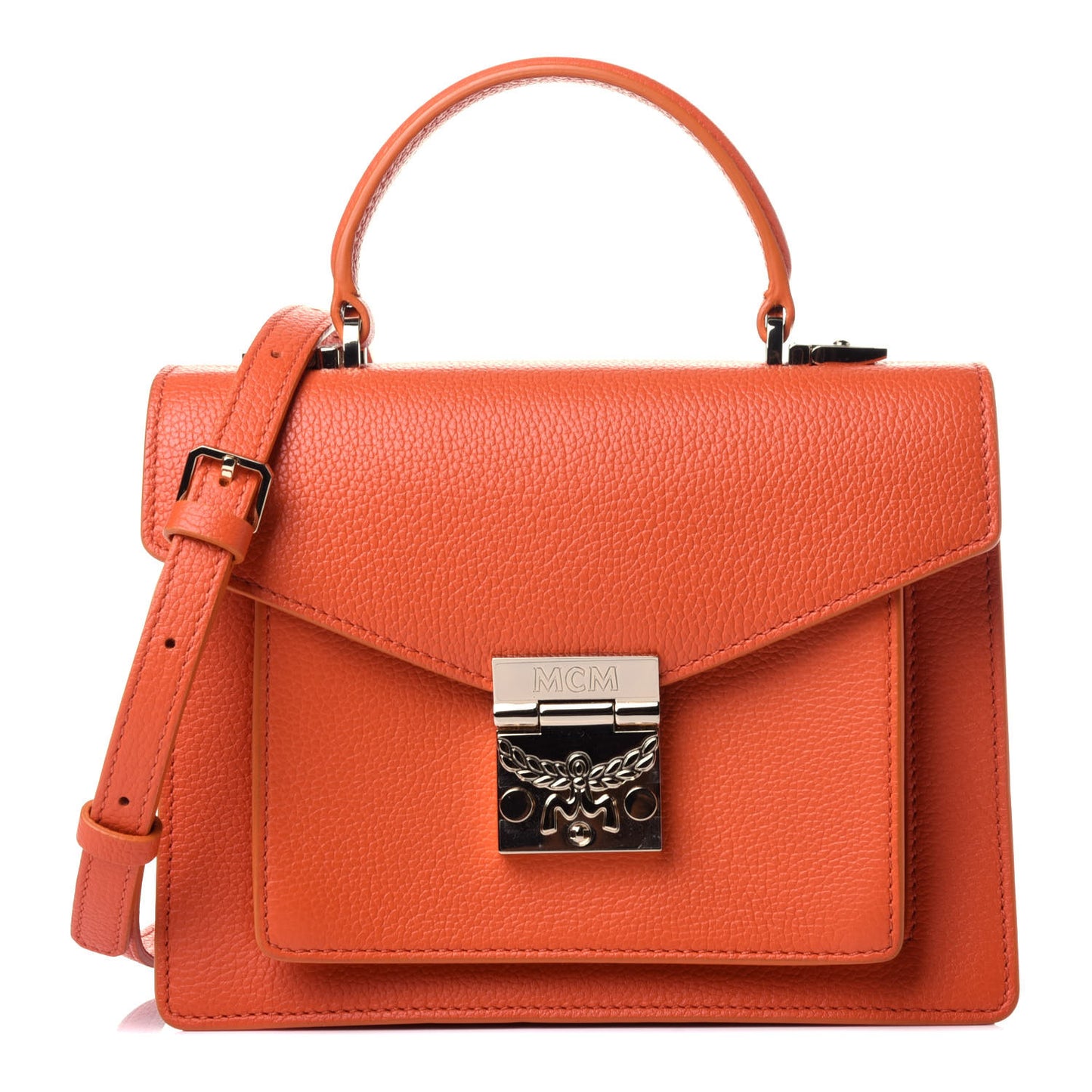 Grained Calfskin Small Patricia Satchel Orange