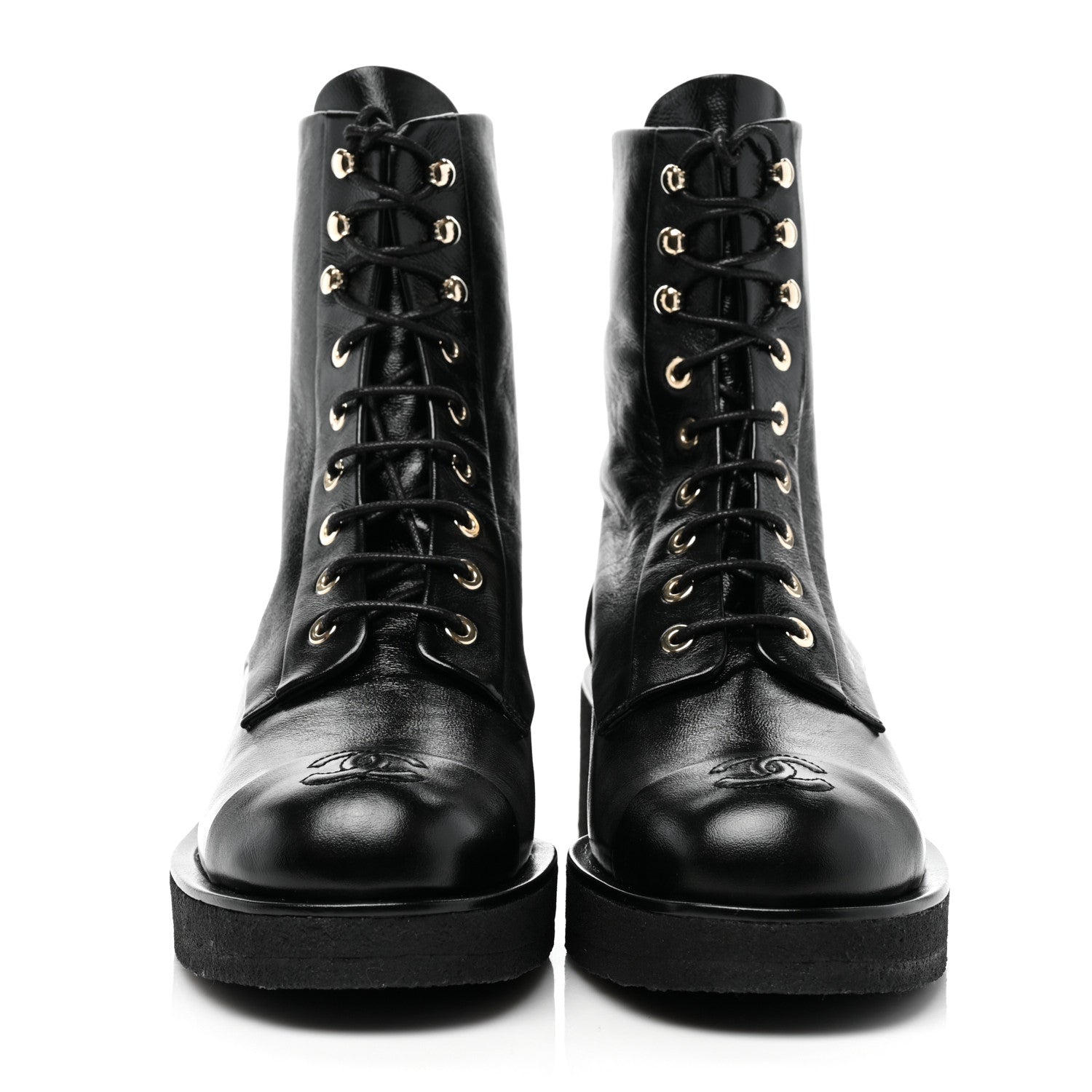 Chanel Calfskin Cap Toe Combat Boots 39 Black 2 of 7