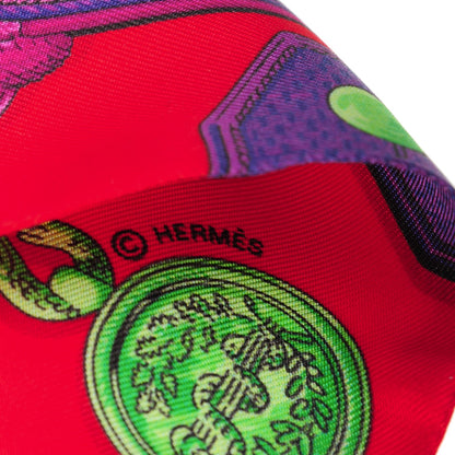 Hermes Silk Epaulettes Twilly Rouge Ocre Fuchsia 5 of 6