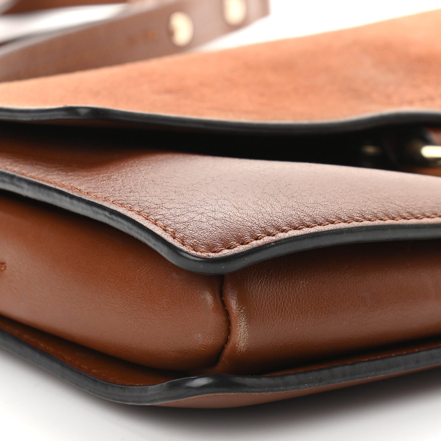 Suede Calfskin Small Faye Shoulder Bag Tobacco