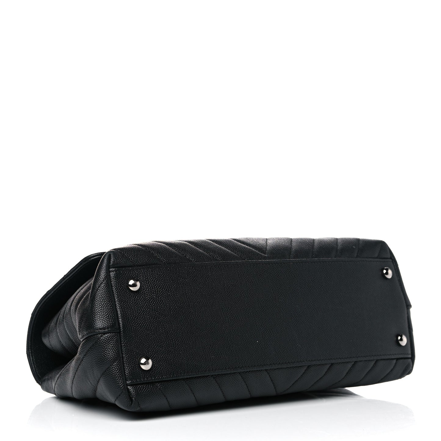 Caviar Chevron Quilted Small Coco Handle Flap Black