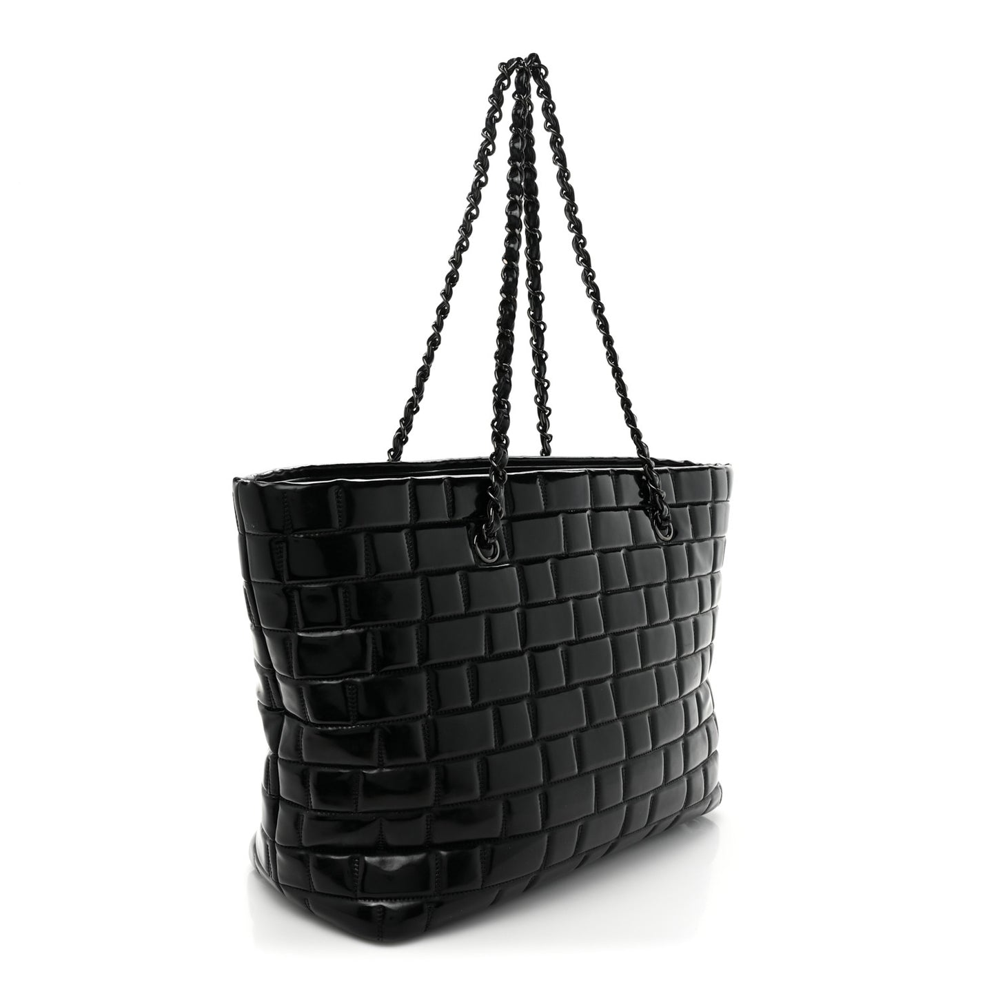 Vinyl Quilted Frozen Shopping Tote Black