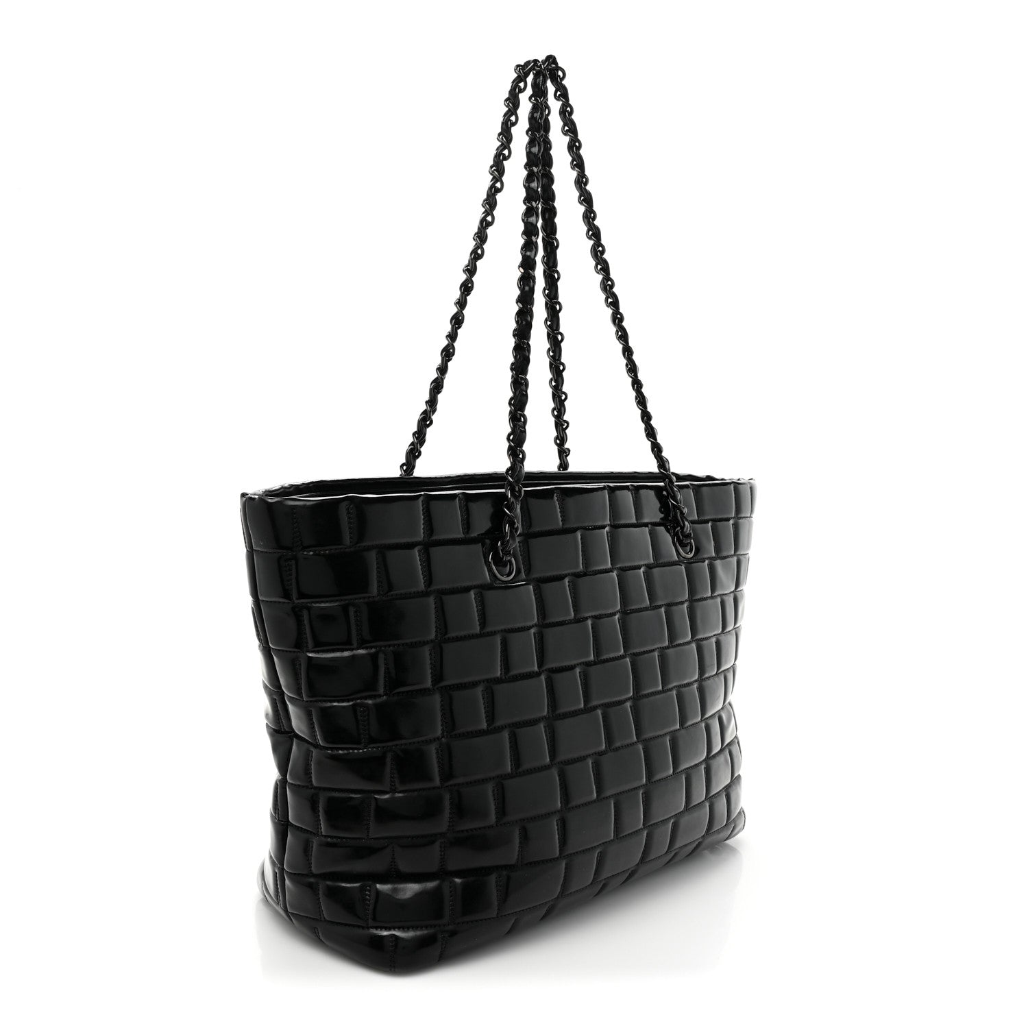 Chanel Vinyl Quilted Frozen Shopping Tote Black 3 of 14