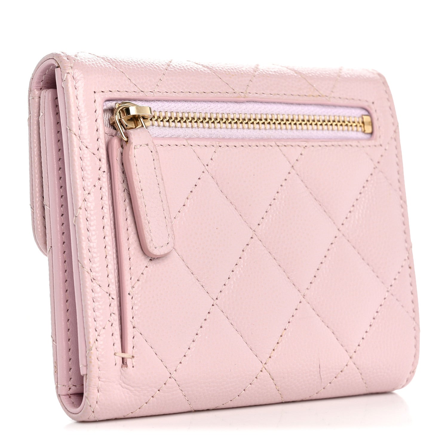 Chanel Caviar Quilted Compact Flap Wallet Light Pink 3 of 11