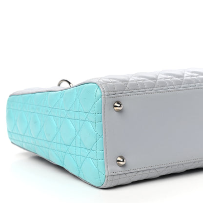 Christian Dior Lambskin Cannage Large Bi-Color Lady Dior Grey Turquoise 9 of 10