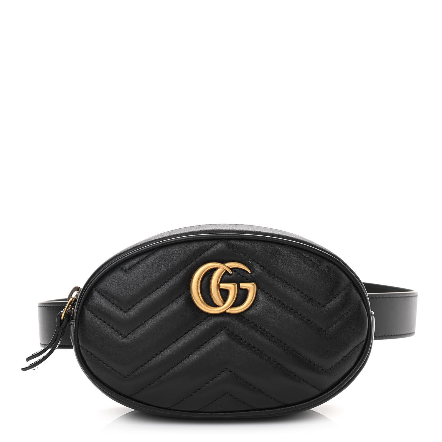 Gucci Calfskin Matelasse GG Marmont Belt Bag 85 34 Black 1 of 13