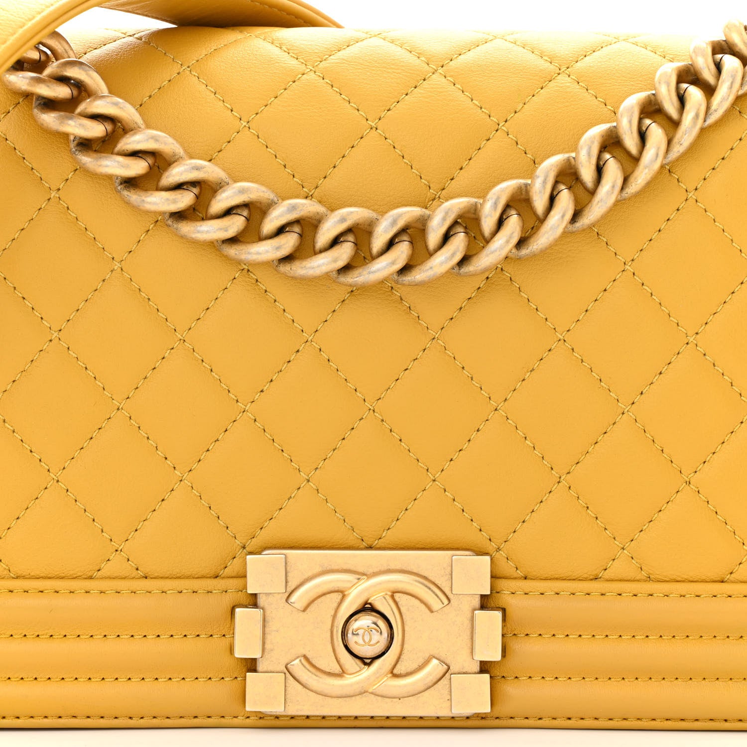 Chanel Calfskin Quilted Medium Boy Flap Yellow 8 of 11