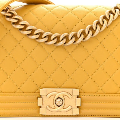 Chanel Calfskin Quilted Medium Boy Flap Yellow 8 of 11