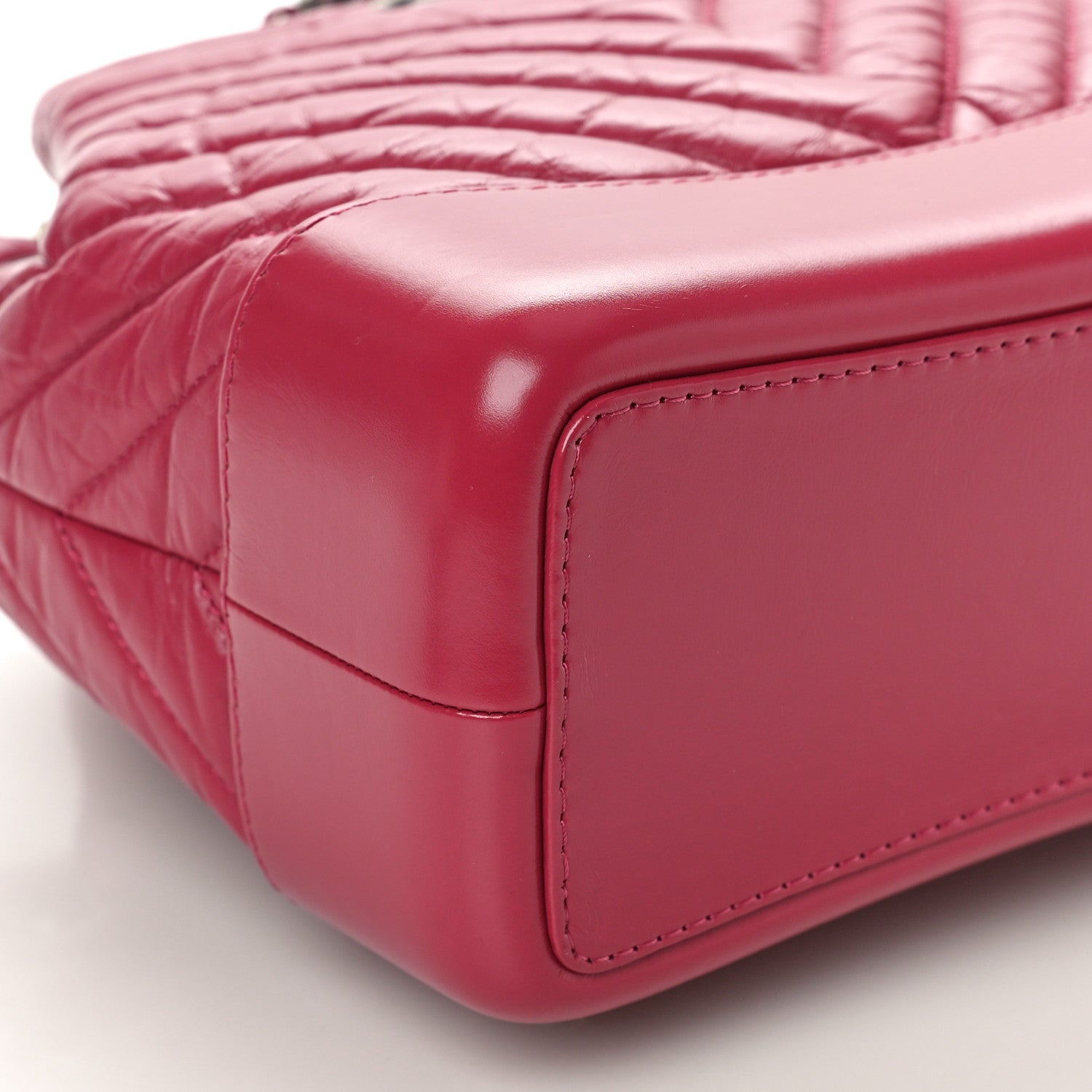 Chanel Aged Calfskin Chevron Quilted Small Gabrielle Backpack Dark Pink 9 of 10