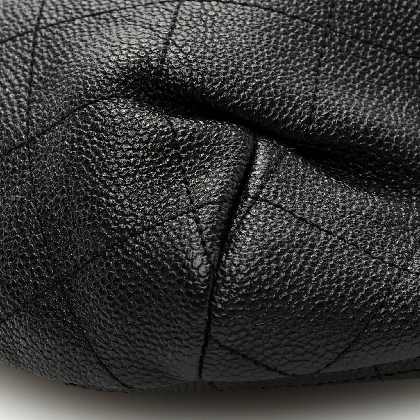 Caviar Stitched Banane Waist Bag Fanny Pack Black