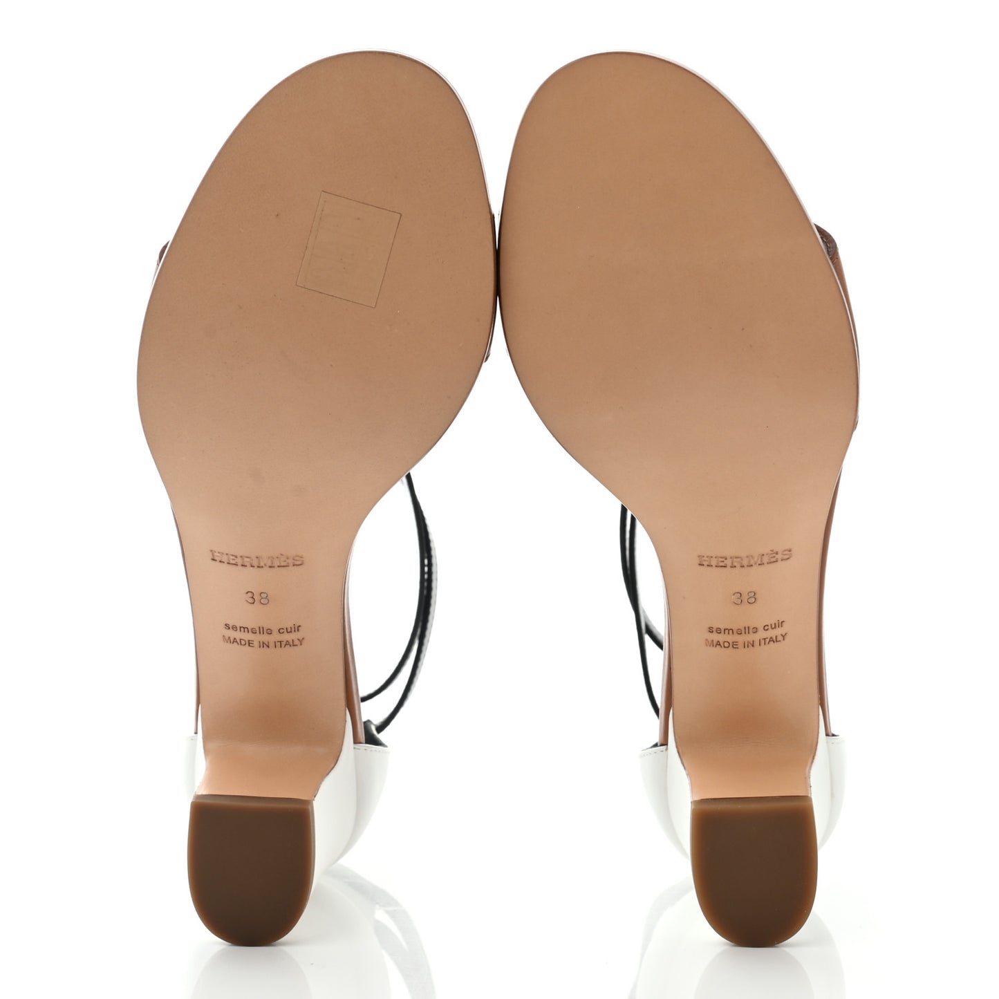 Box Calfskin Manege Sandals 38 Natural White Black