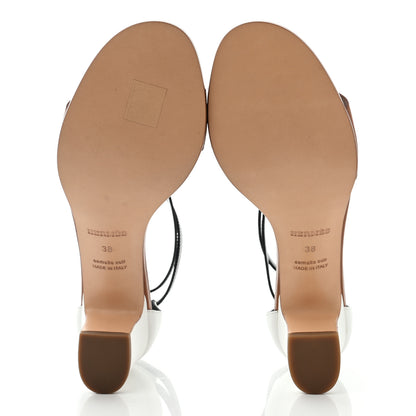 Hermes Box Calfskin Manege Sandals 38 Natural White Black 5 of 9