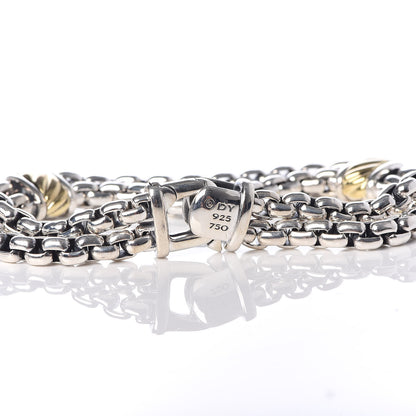 David Yurman Sterling Silver 18K Yellow Gold Double Box Chain Cable Station Bracelet 5 of 5