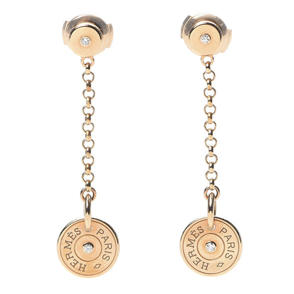 Hermes 18K Rose Gold Diamond Gambade Clou de Selle Earrings 1 of 5