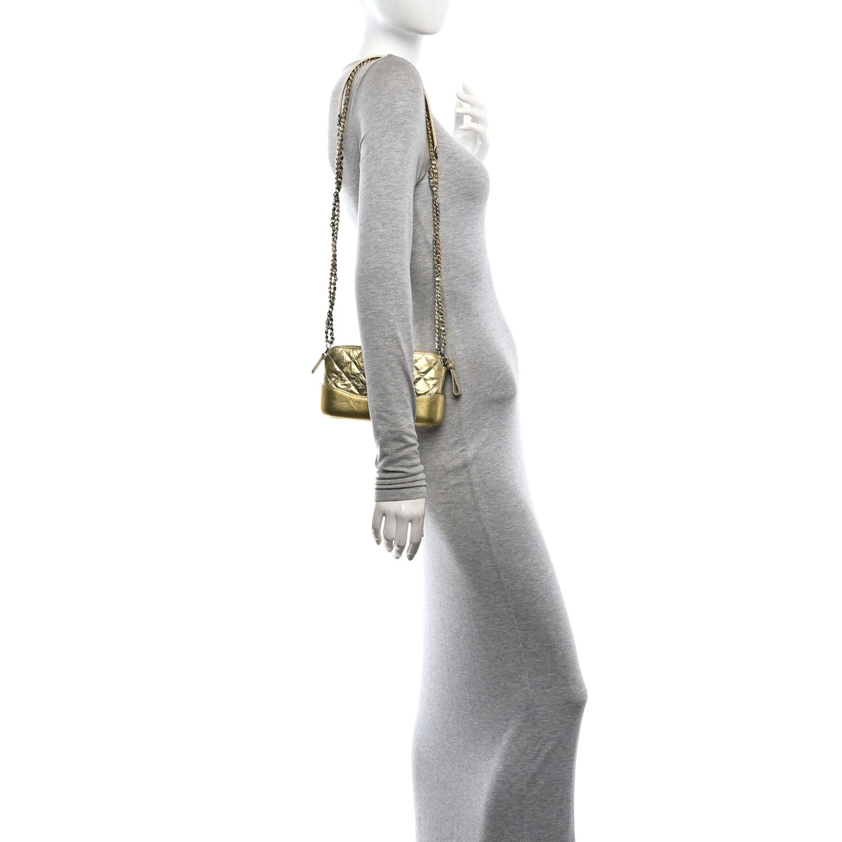 Chanel Metallic Aged Calfskin Quilted Small Gabrielle Clutch With Chain Gold 2 of 10