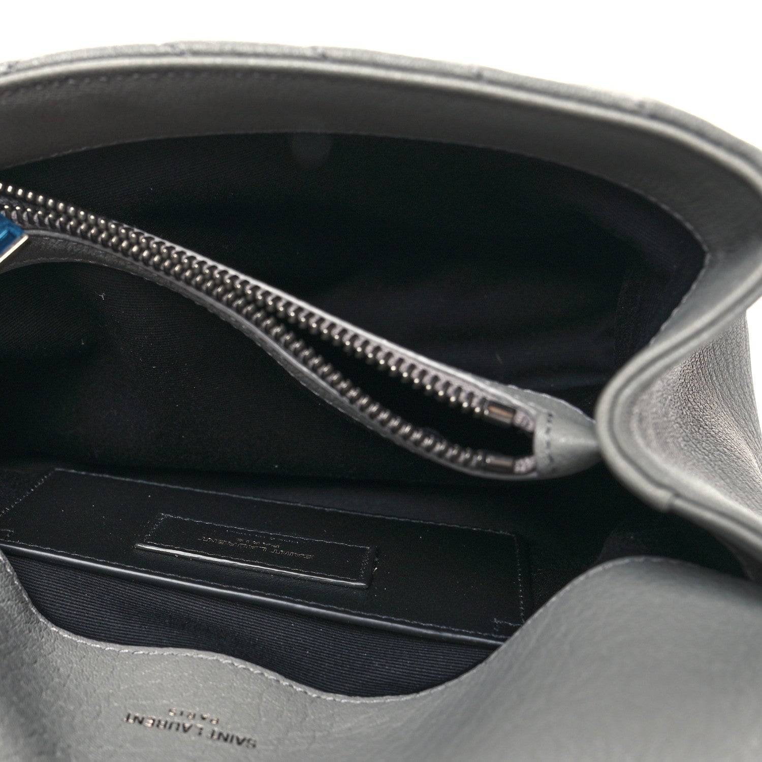 Saint Laurent Sheepskin Matelasse Chevron Monogram Medium College Bag Granite 6 of 11