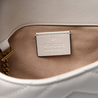 Gucci Calfskin Matelasse Super Mini GG Marmont Shoulder Bag White 7 of 11