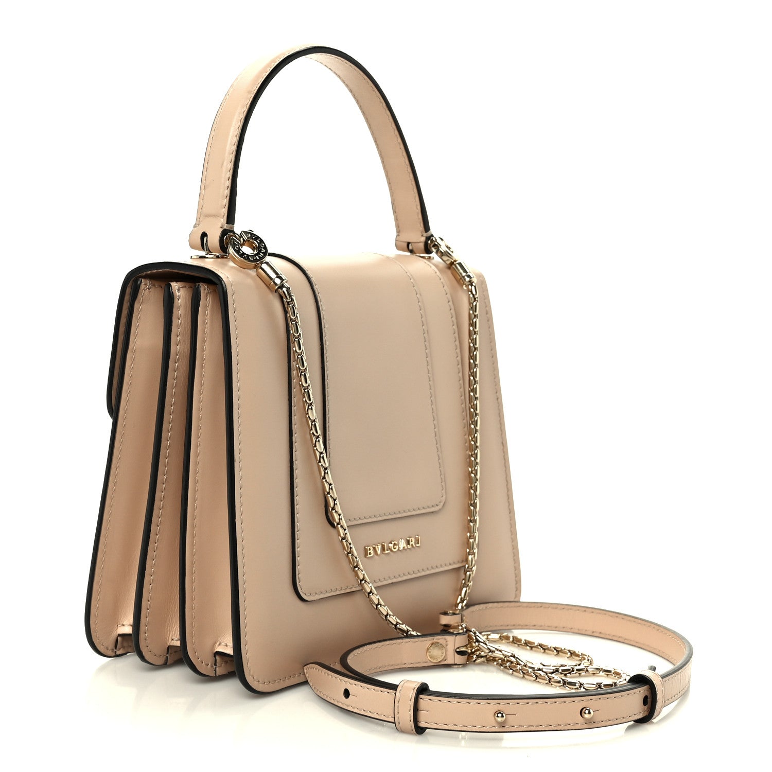 Bulgari Calfskin Serpenti Forever Top Handle Beige Green 4 of 13