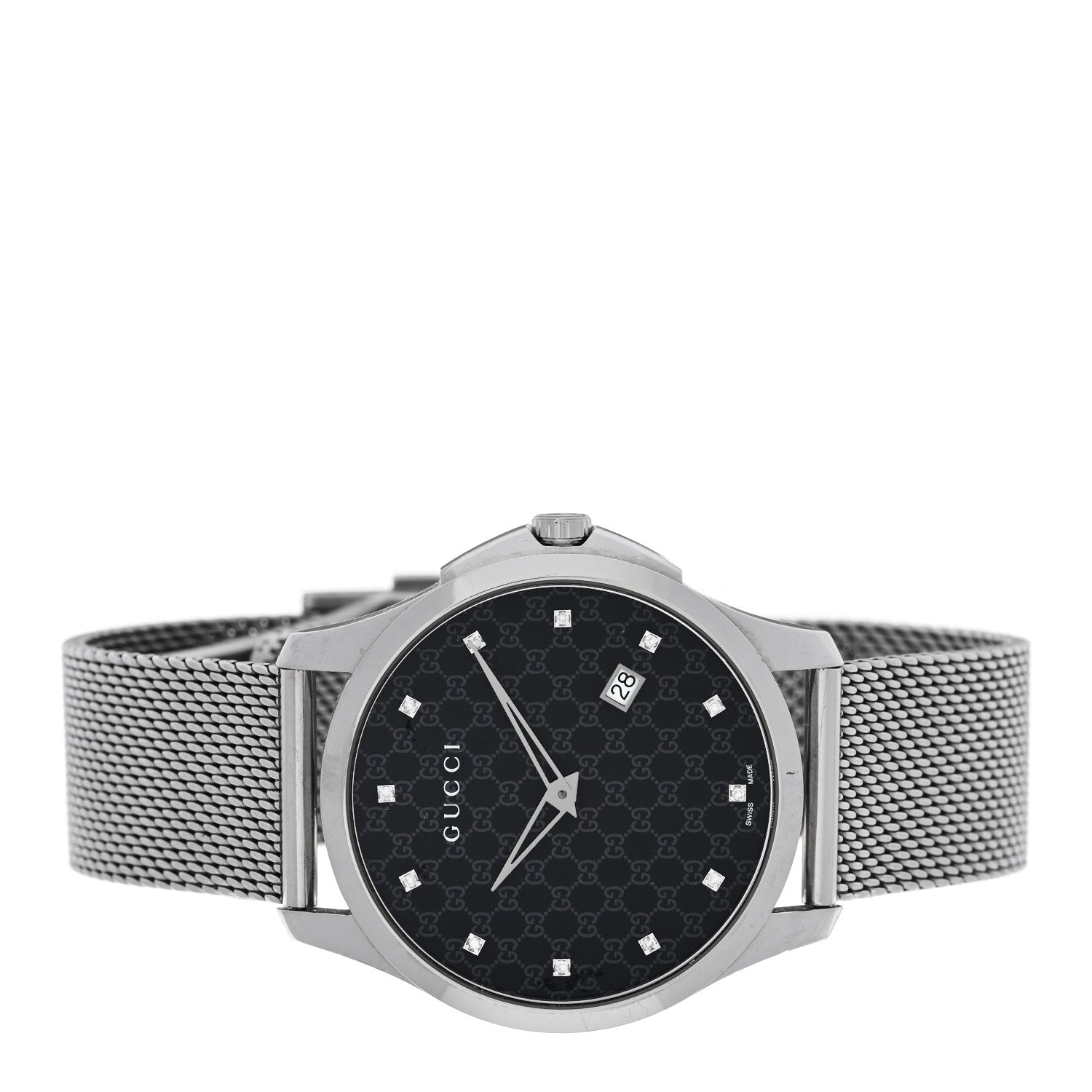 Gucci Stainless Steel Diamond 40mm G-Timeless Mesh Quartz Watch Black 2 of 4