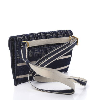 Christian Dior Velvet Oblique Saddle Belt Bag Blue 3 of 11