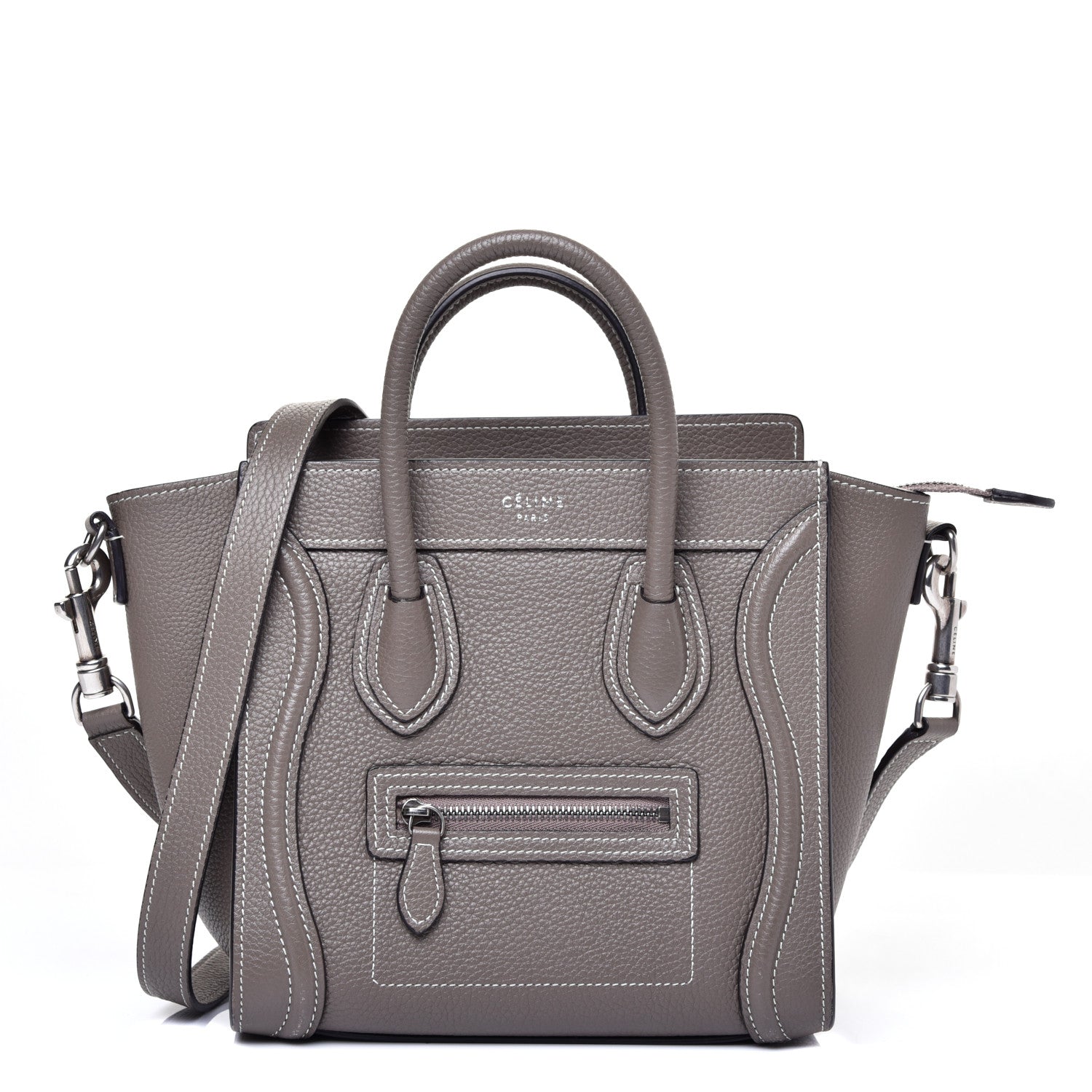 Celine Drummed Calfskin Nano Luggage Souris 1 of 10