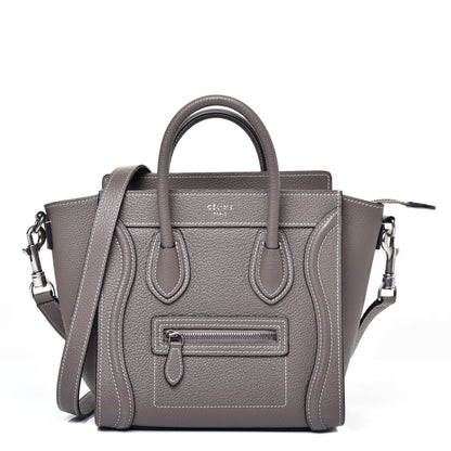 Celine Drummed Calfskin Nano Luggage Souris 1 of 10