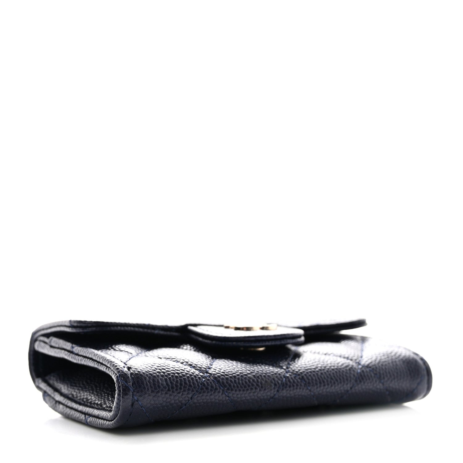 Chanel Caviar Quilted Flap Card Holder Wallet Navy Blue 4 of 9