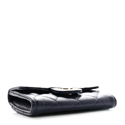 Chanel Caviar Quilted Flap Card Holder Wallet Navy Blue 4 of 9