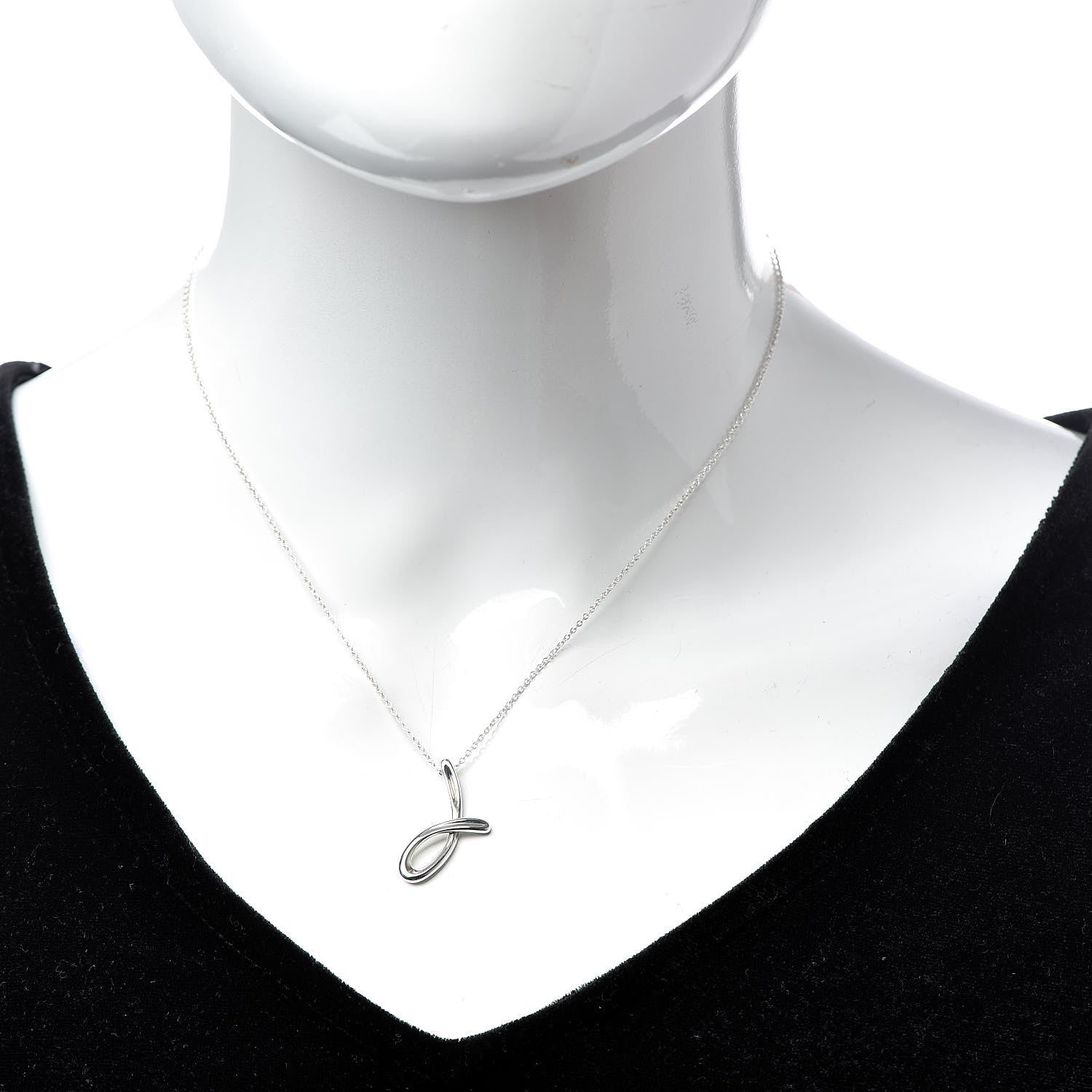 Tiffany Sterling Silver Elsa Peretti Letter J Pendant Necklace 2 of 9