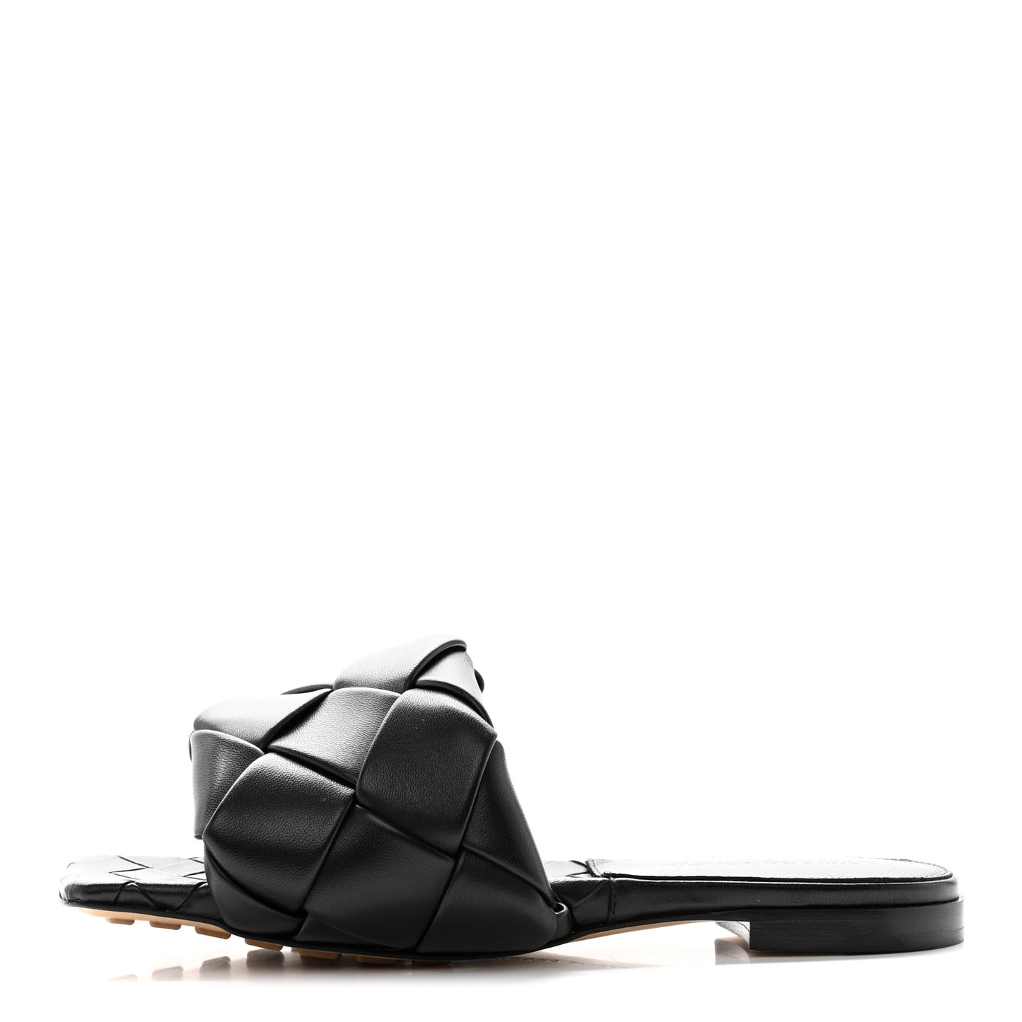 Nappa Maxi Intrecciato Lido Flat Sandals 35 Black