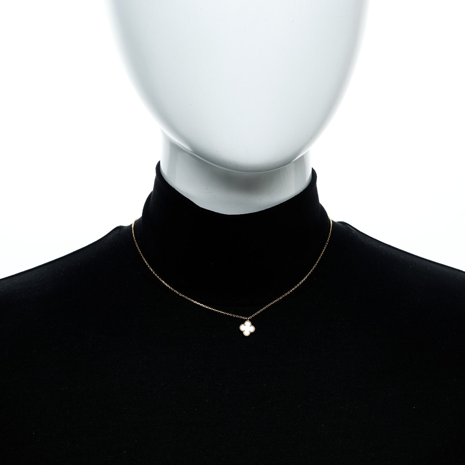 Van Cleef & Arpels 18K Yellow Gold Mother of Pearl Sweet Alhambra Pendant Necklace 2 of 6