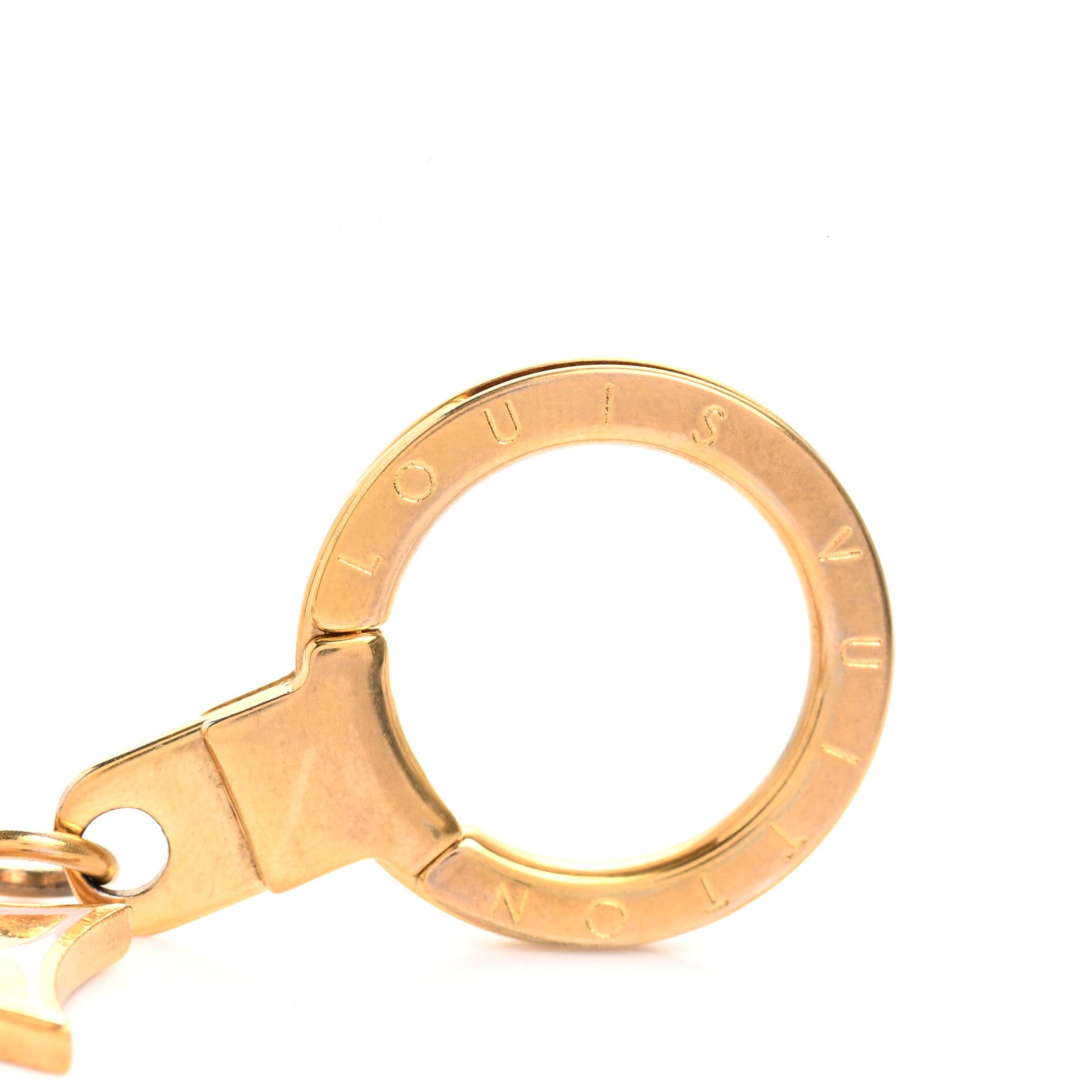 Louis Vuitton Brass Enamel Fleur De Monogram Bag Charm Chain Gold 3 of 4