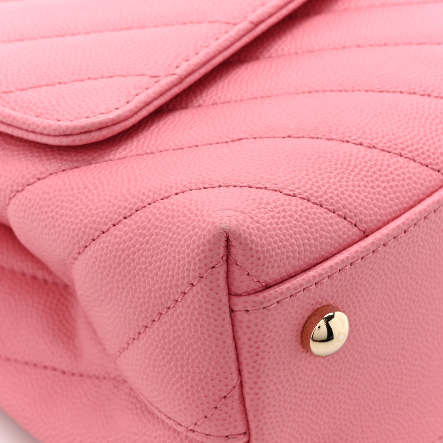 Caviar Chevron Quilted Mini Coco Handle Flap Pink