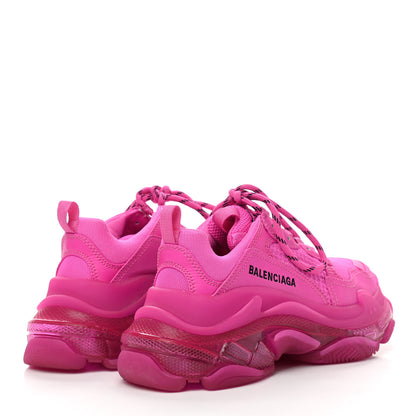Balenciaga Fabric Mesh Clear Sole Fluo Womens Triple S Sneakers 36 Pink 4 of 11