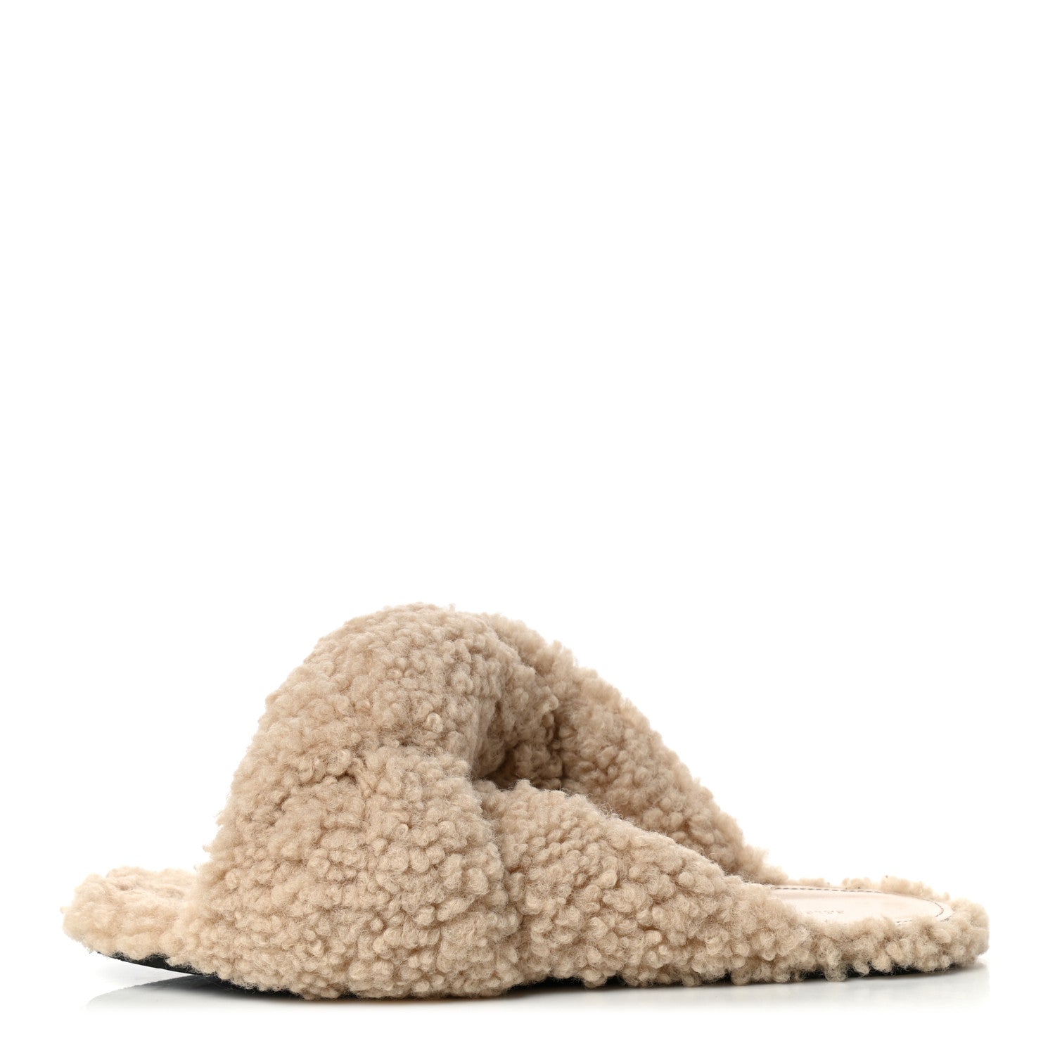 Balenciaga Faux Shearling Drapy Slide Sandals 37 Beige 1 of 6
