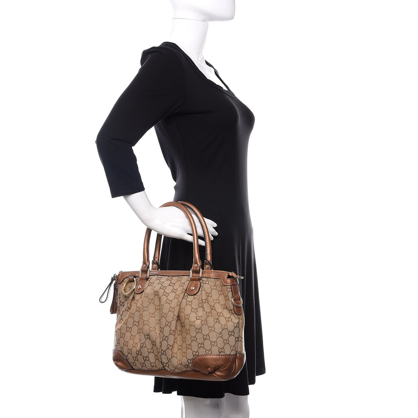Monogram Medium Sukey Top Handle Bag Beige Bronze