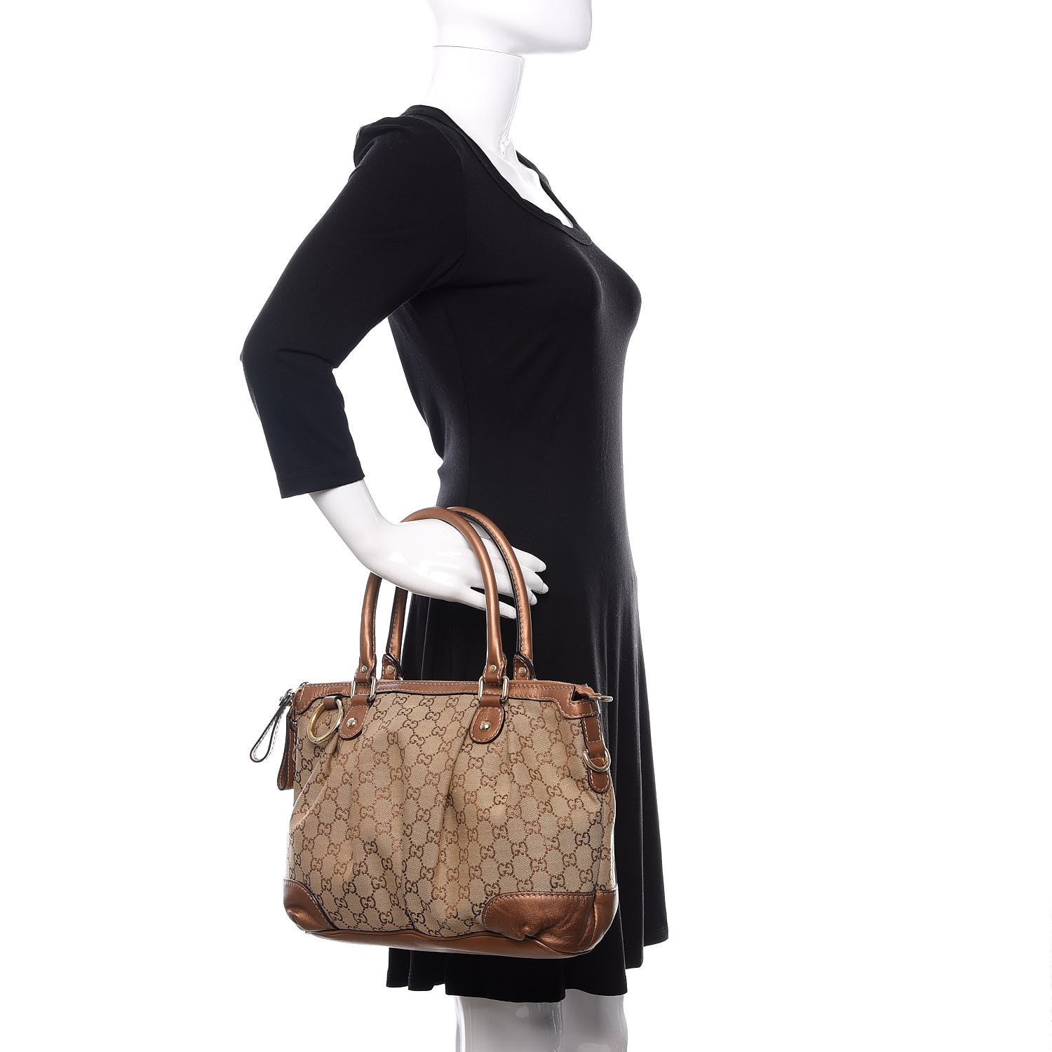 Gucci Monogram Medium Sukey Top Handle Bag Beige Bronze 2 of 12