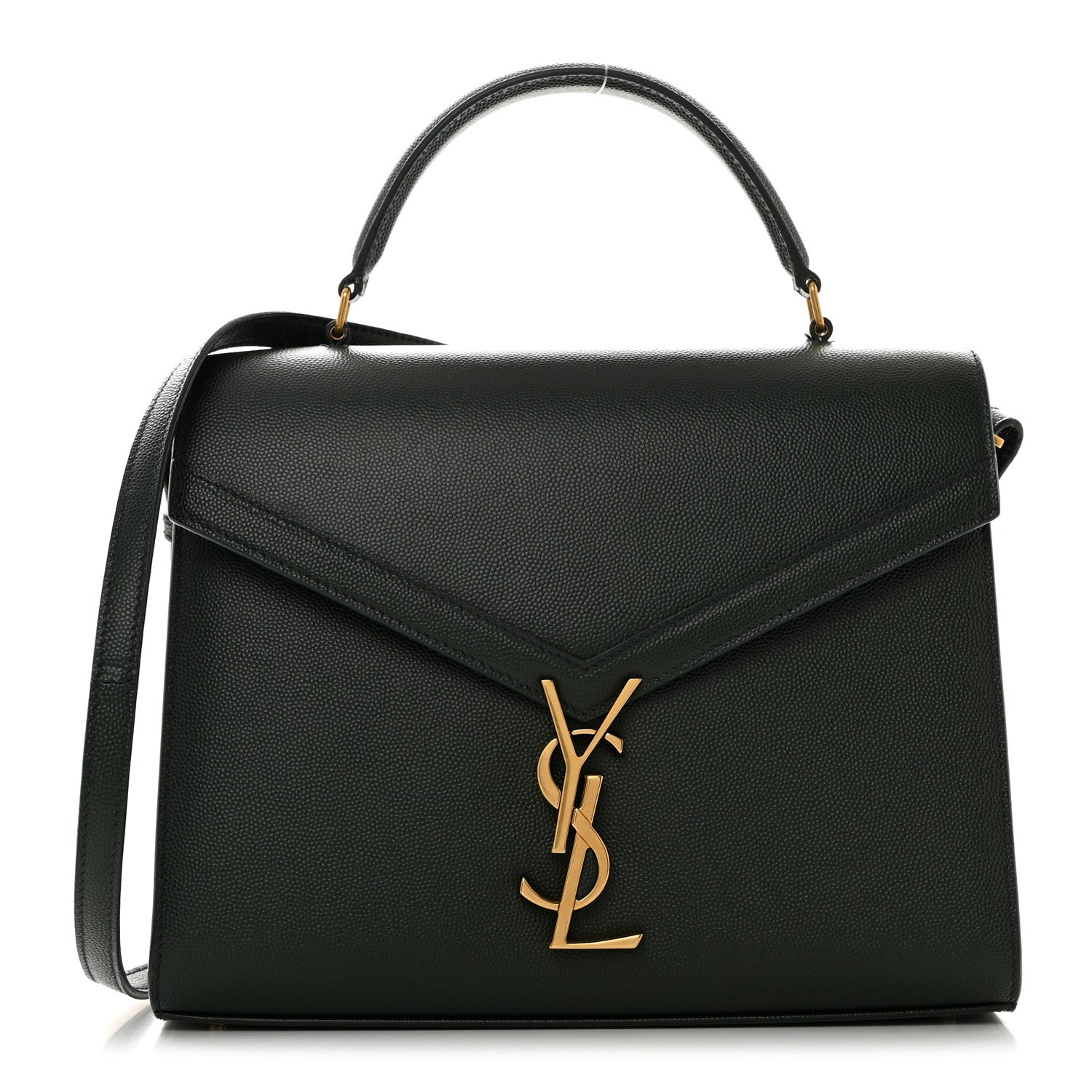 Saint Laurent Grain de Poudre Medium Classic Monogram Cassandra Top Handle Dark Green 1 of 11