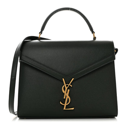 Saint Laurent Grain de Poudre Medium Classic Monogram Cassandra Top Handle Dark Green 1 of 11