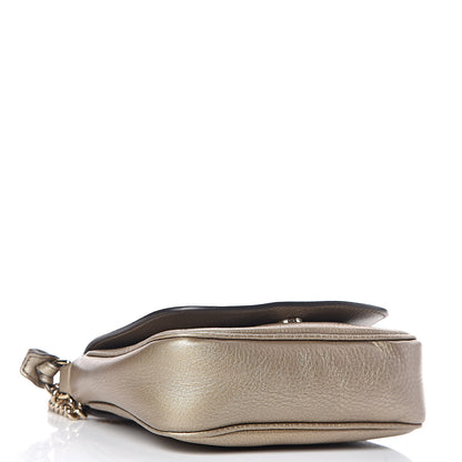 Gucci Metallic Pebbled Calfskin Small Soho Flap Crossbody Golden Beige 4 of 10