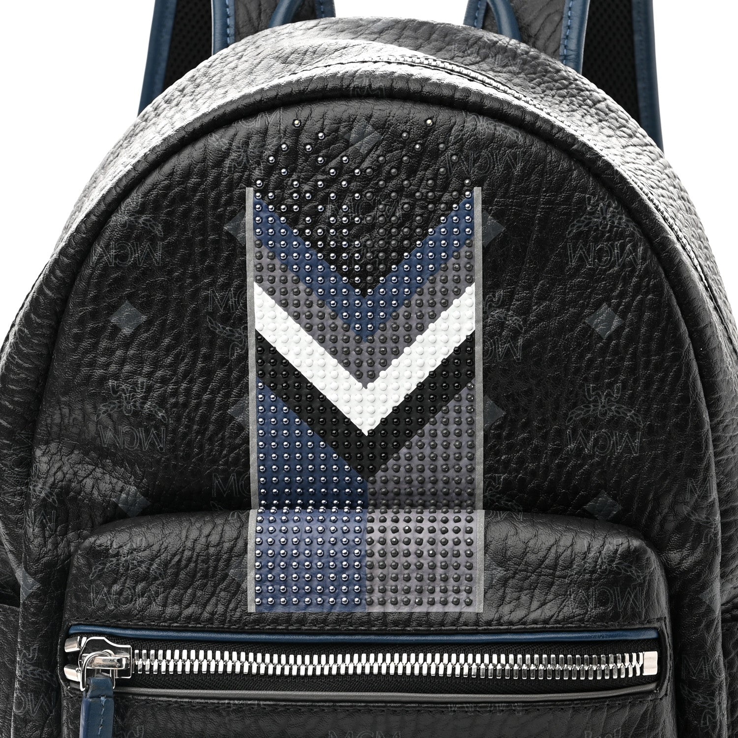 MCM Visetos Chevron Stripe Small Stark Backpack Black 7 of 9