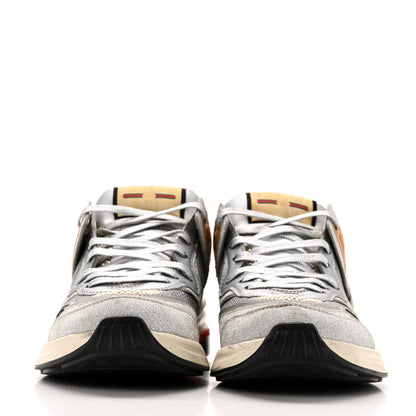 Gucci Metallic Calfskin Glitter Mesh Womens Ultrapace Sneakers 37.5 Silver Light Grey Mystic White 3 of 13