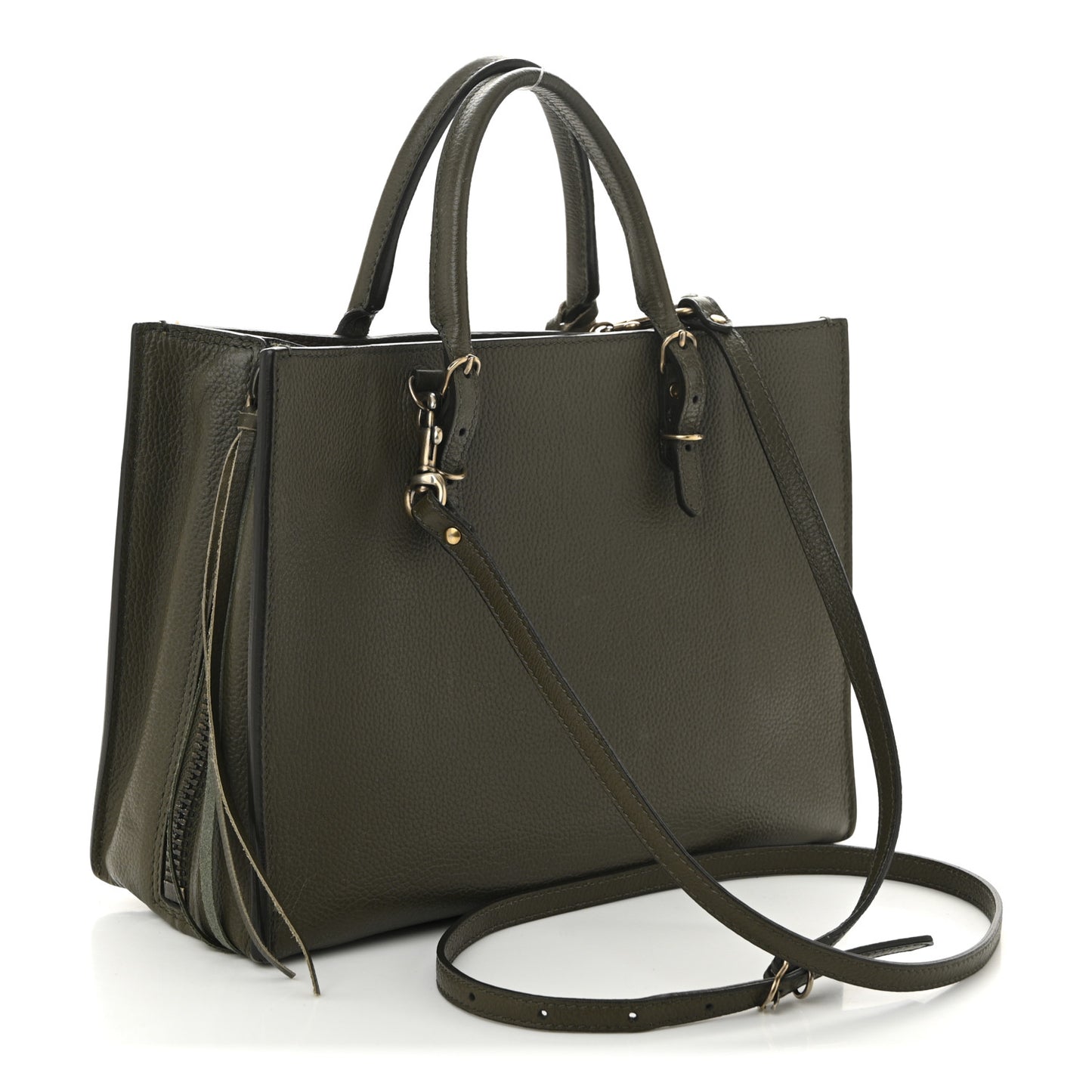 Veau Papier A6 Zip Around Tote Vert Kaki Orange