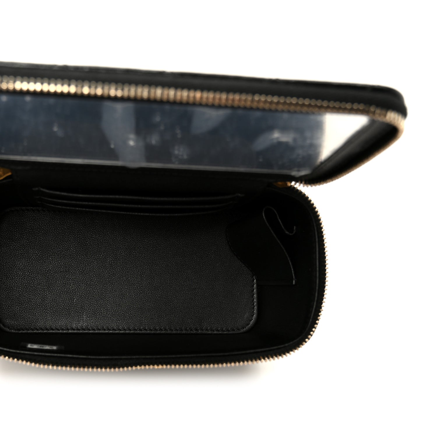 Shiny Lambskin Quilted CC Links Small Vanity Case With Chain Black