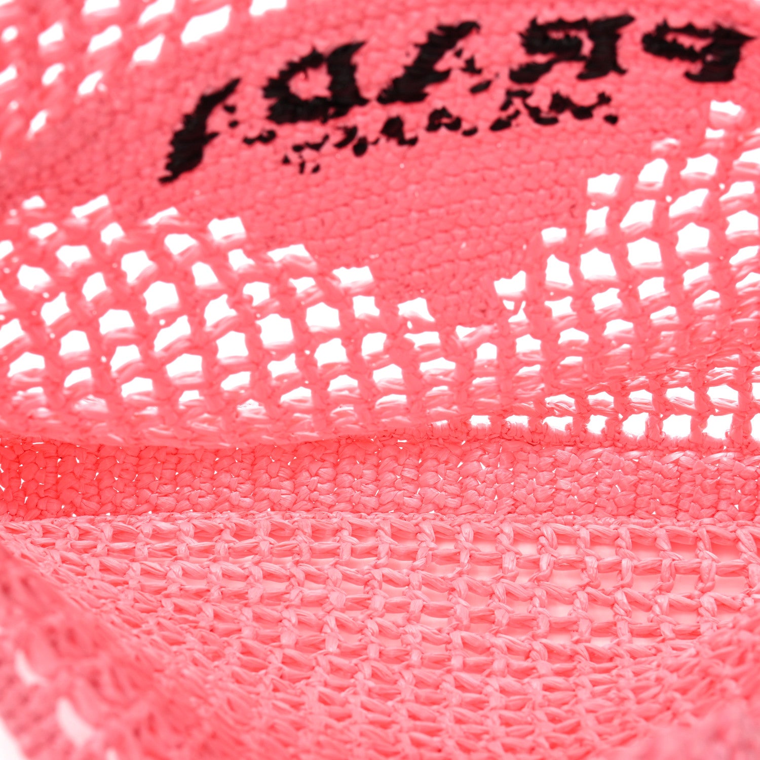 Prada Yarn Raffia Effect Crochet Logo Embroidered Tote Bag Petalo 5 of 9