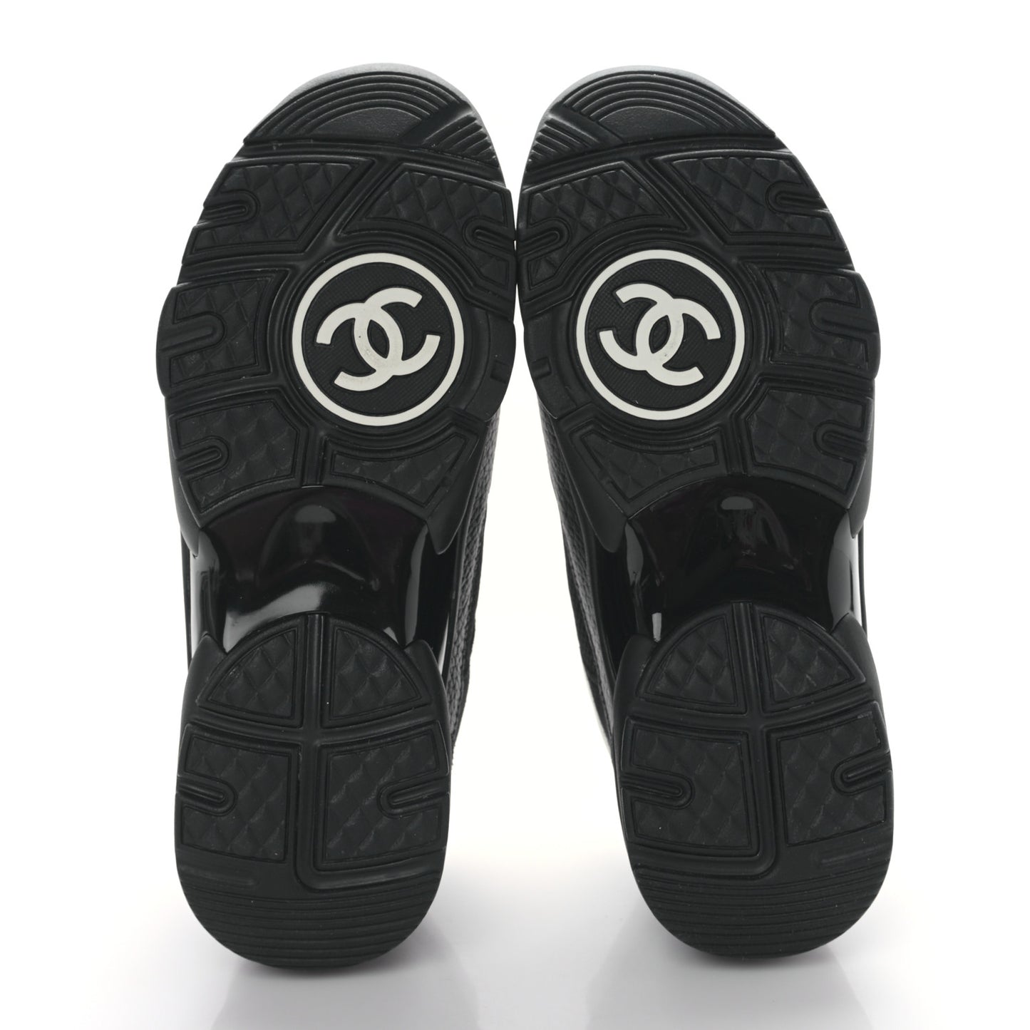 Mesh Suede Grained Calfskin Womens CC Sneakers 37 Black White