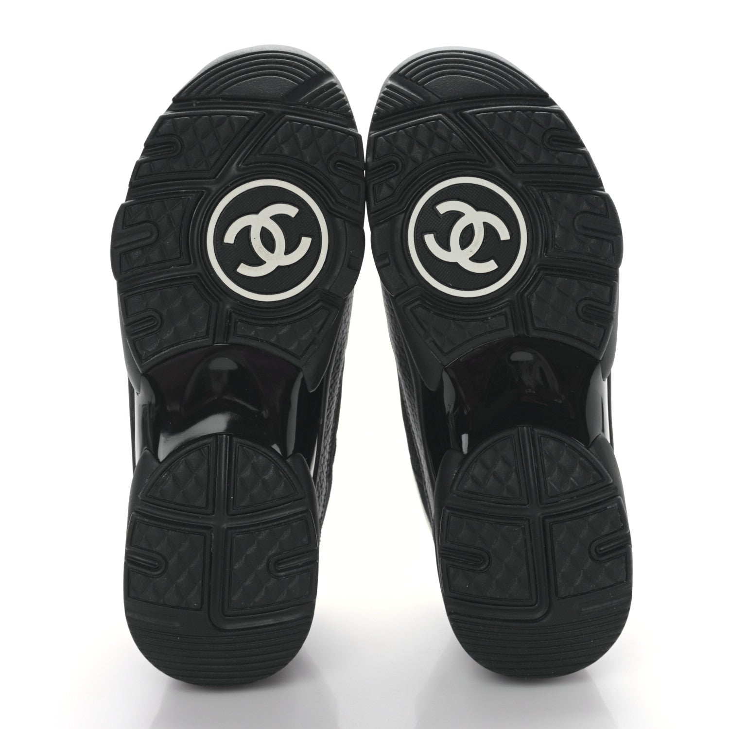Chanel Mesh Suede Grained Calfskin Womens CC Sneakers 37 Black White 5 of 8