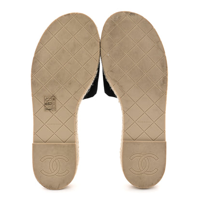 Chanel Canvas Embroidered CC Floral Espadrille Slip On Sandals 39 Black Multicolor 6 of 11