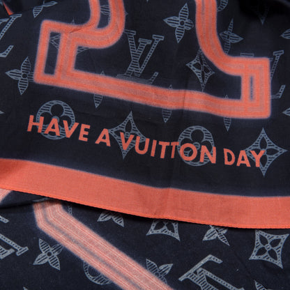 Louis Vuitton Silk Monogram Upside Down Scarf Marine 3 of 4